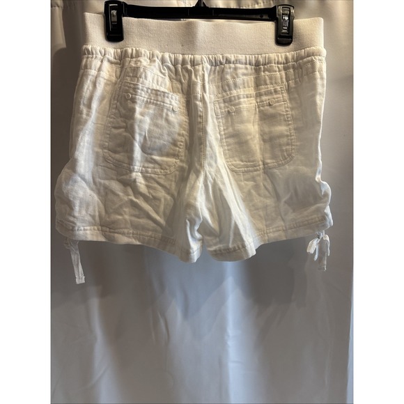 Roz&Ali Shorts Womens 10 White Casual Shorts Drawstring Roll Tab Rouching Sides - Picture 3 of 8